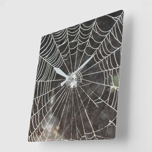 Spider Web Clock Arachnology Quadratische Wanduhr (Winkel)