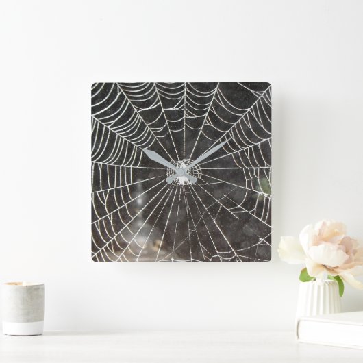 Spider Web Clock Arachnology Quadratische Wanduhr (Zuhause)