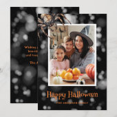 Spider Web Foto Happy Halloween Card Feiertagskarte (Vorne/Hinten)