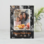Spider Web Foto Happy Halloween Card Feiertagskarte (Stehend Vorderseite)