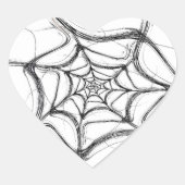 Spider Web Fraktal Background Heart Sticker (Vorderseite)