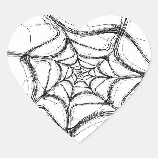 Spider Web Fraktal Background Heart Sticker (Vorderseite)