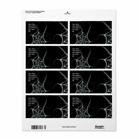Spider Web Fraktal Background Shipping Label (Vorne)