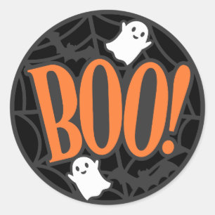Spider Web Ghost Boo! Halloween Runder Aufkleber