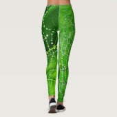 Spider Web Green Garden Leaf Design Natural Leggings (Rückseite)