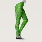 Spider Web Green Garden Leaf Design Natural Leggings (Rechts)