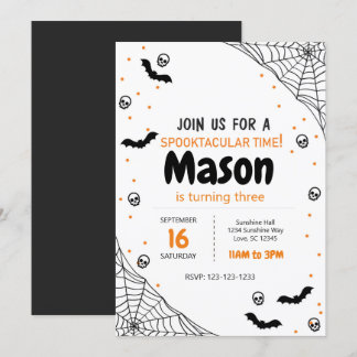 Spider Web Halloween Birthday Invite Einladung