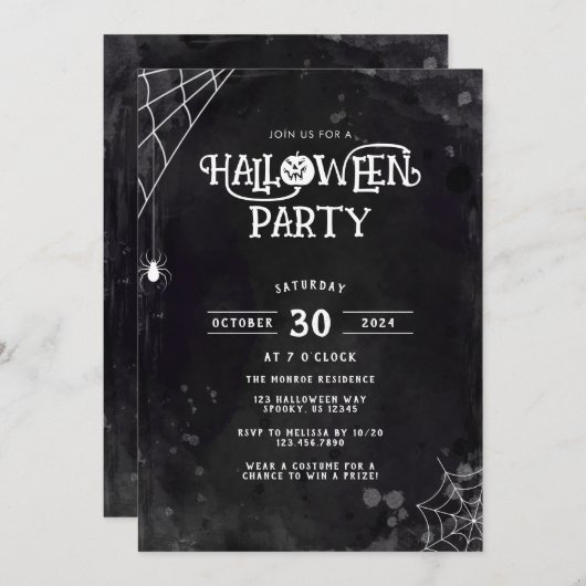 Spider Web Halloween-Party Einladung (Vorne/Hinten)