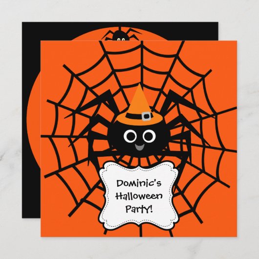 Spider Web Halloween-Party Einladung (Vorne/Hinten)