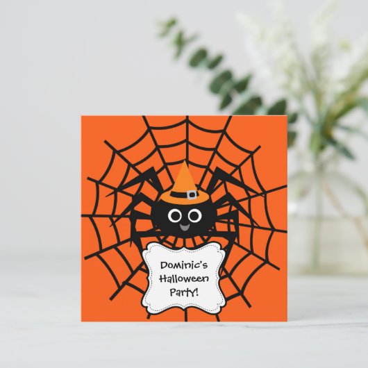 Spider Web Halloween-Party Einladung (Stehend Vorderseite)