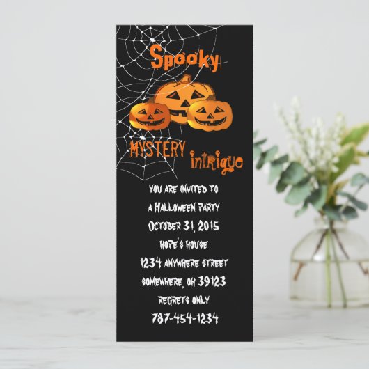 Spider Web Halloween-Party Einladungen (Stehend Vorderseite)