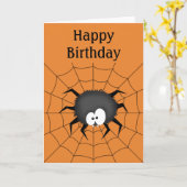 Spider, Web, Happy Birthday Karte (Gelbe Blume)