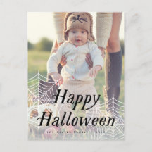 Spider Web Happy Halloween Foto Card