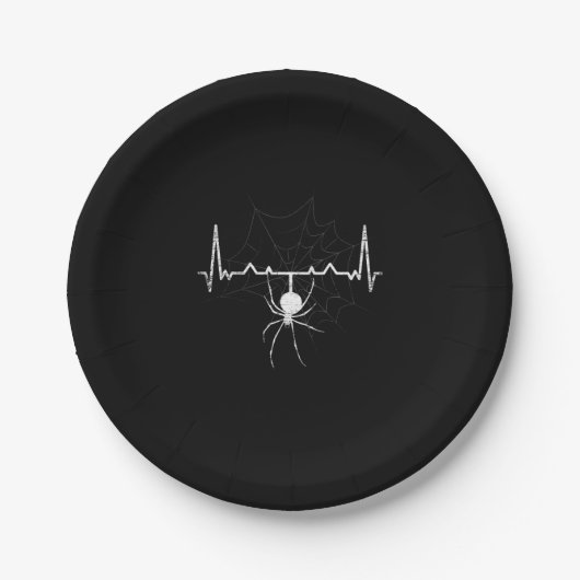 Spider Web Heartbeat Cobweb Spider Gift Pappteller (Vorderseite)