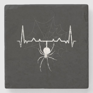 Spider Web Heartbeat Cobweb Spider Gift Steinuntersetzer