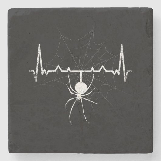 Spider Web Heartbeat Cobweb Spider Gift Steinuntersetzer (Vorderseite)