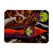 Spider Web Hexe Big Eye Girl Owl Halloween Magnet (Horizontal)