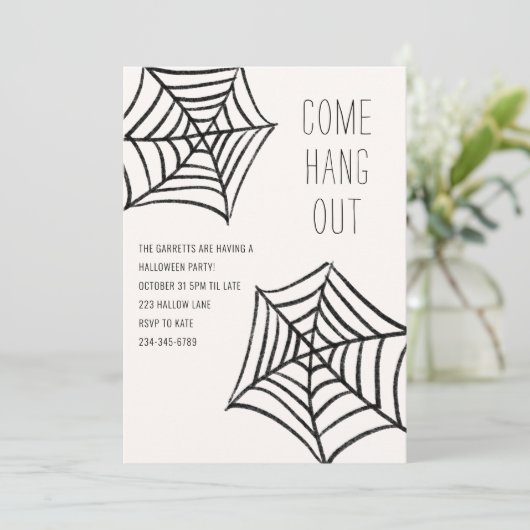 Spider Web Illustration-Halloween-Party ausblenden Einladung (Stehend Vorderseite)