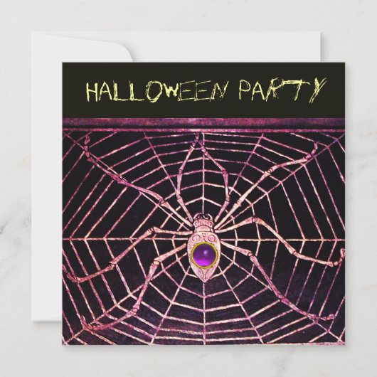 SPIDER & WEB LILA AMETHYST-SCHWARZES HALLOWEEN-PAR EINLADUNG (Vorderseite)