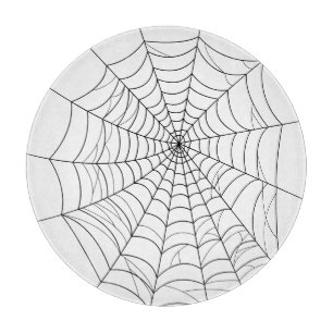 Spider Web oder Cobweb Minimallinie Art Halloween Schneidebrett