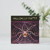 SPIDER & WEB ORANGE AGATE BLACK HALLOWEEN-PARTY EINLADUNG (Stehend Vorderseite)