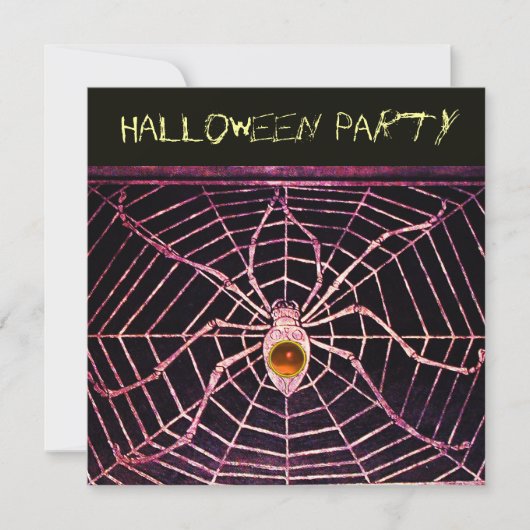 SPIDER & WEB ORANGE AGATE BLACK HALLOWEEN-PARTY EINLADUNG (Vorderseite)