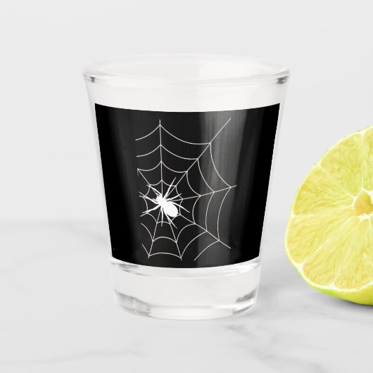 Spider Web Pregnancy Ankündigung Halloween Schnapsglas (Vorderseite)