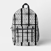 Spider Web Print Backpack In Black and White Bedruckter Rucksack (Vorderseite)