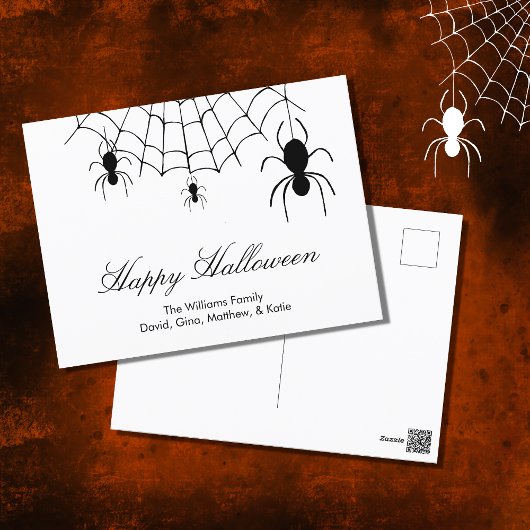 Spider Web Schwarz-weiß Halloween Postkarte