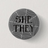 Spider Web Sie Pronos in Grau Button (Vorderseite)