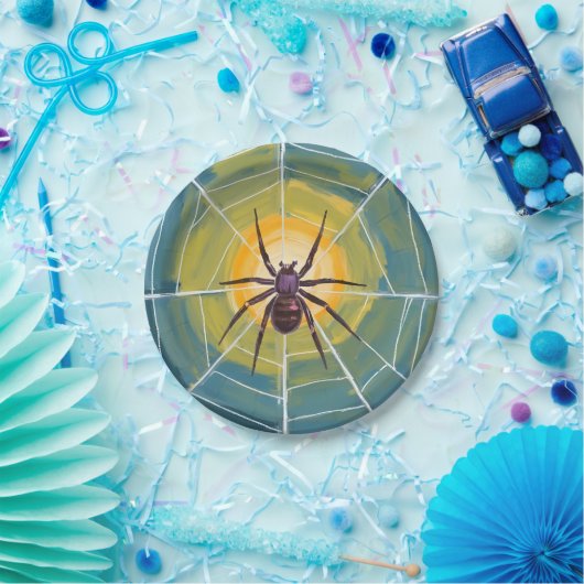 Spider Web Spooky Halloween-Party Pappteller (Party)
