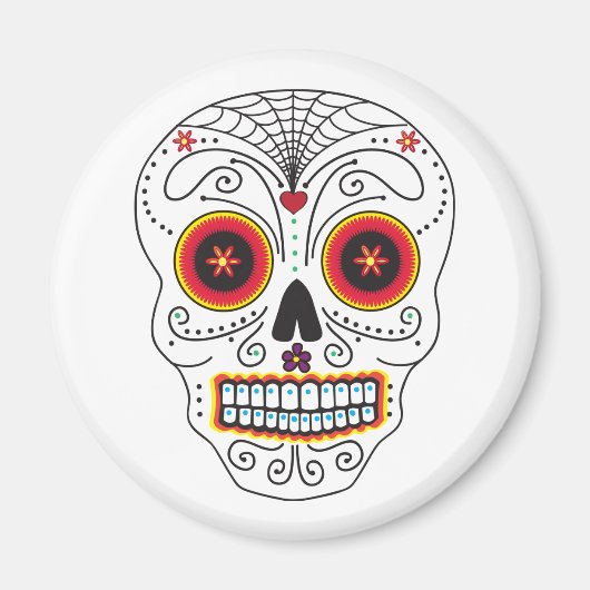 Spider Web Sugar Skull Magnet (Vorne)