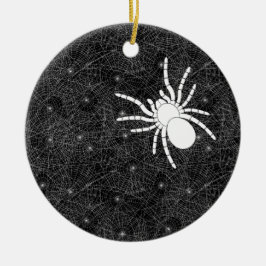 Spider Web und Big White Spider Spooky Halloween Keramik Ornament