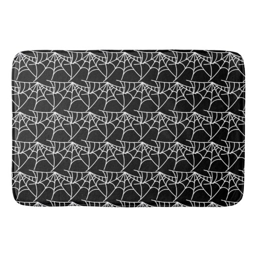 Spider Webs Halloween Black Pattern Spooky Badematte (Vorderseite)