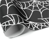 Spider Webs Halloween Black Pattern Spooky Geschenkpapier (Rolleneckpunkt)