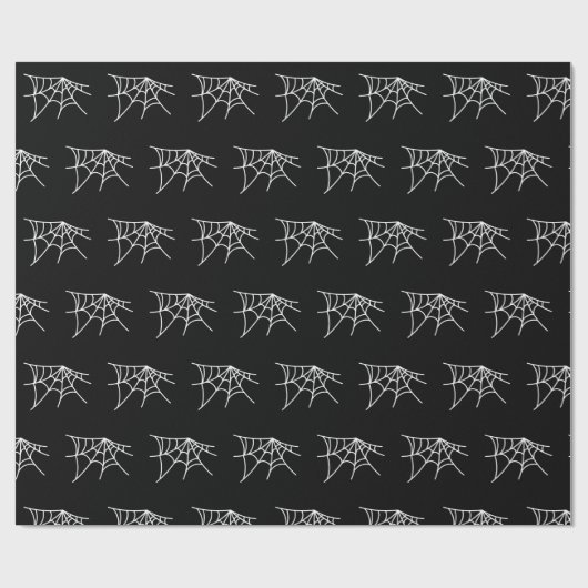 Spider Webs Halloween Black Pattern Spooky Geschenkpapier (Flach)