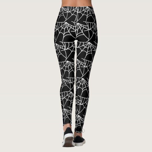 Spider Webs Halloween Black Pattern Spooky Leggings (Rückseite)