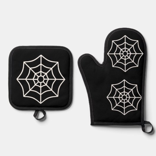 Spider Webs Oven Mitt und Pot Holder Ofenhandschuh & Topflappen-Set (Vorderseite)