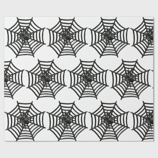 SPIDER WEBSCHWARZ UND WEISS HALLOWEEN GESCHENK WRA GESCHENKPAPIER (Flach)