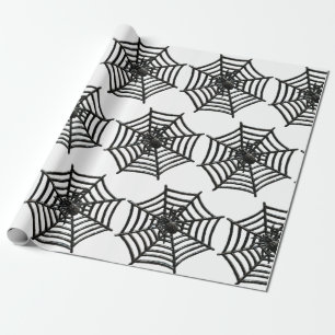 SPIDER WEBSCHWARZ UND WEISS HALLOWEEN GESCHENK WRA GESCHENKPAPIER