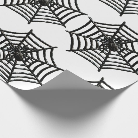 SPIDER WEBSCHWARZ UND WEISS HALLOWEEN GESCHENK WRA GESCHENKPAPIER (Ecke)