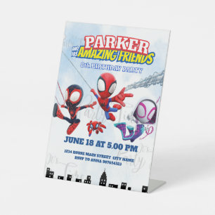 Spiderman-Themen-Geburtstag Superheld Spinnenparty Sockelschild