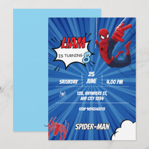 Spiderman-Themen-Geburtstags-Superhelden-Spinnen-P Einladung