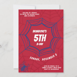 Spiderman-Web-Birthday-Superhelden-Themen-Kinderpa Einladung
