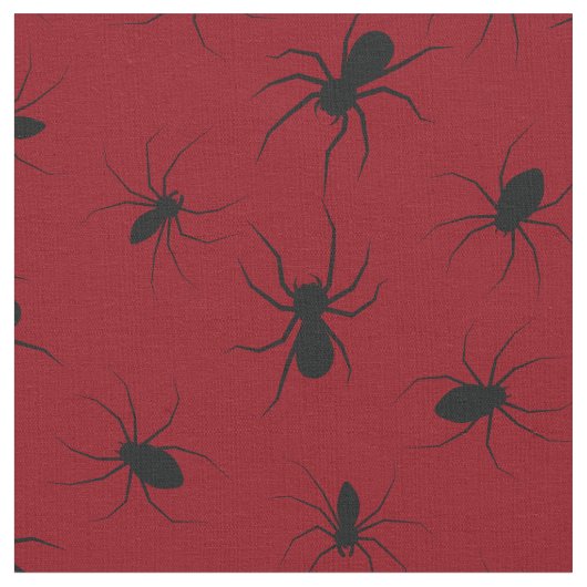 Spiders Gothic Halloween Black Deep Red Stoff (Nahaufnahme)