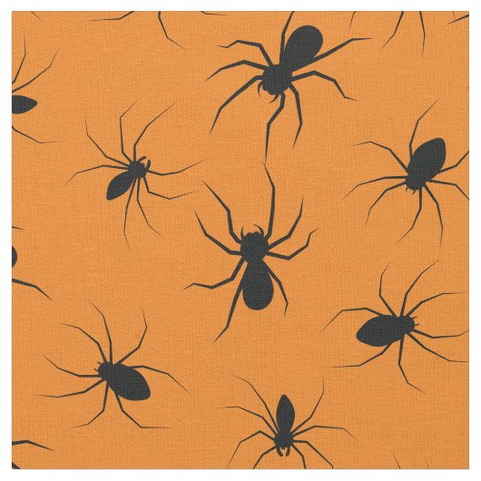 Spiders Gothic Halloween Black Orange Stoff (Nahaufnahme)