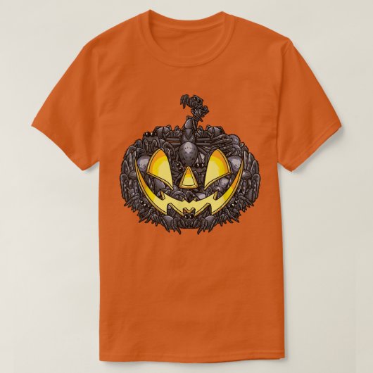 Spiders Halloween Kürbislaterne Beängstigend Pumpk T-Shirt (Design vorne)