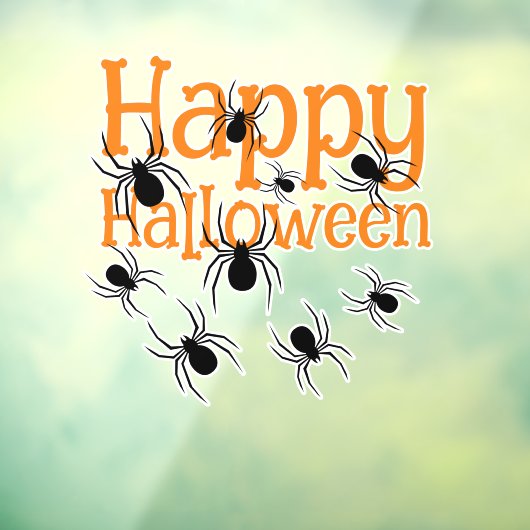Spiders Happy Halloween Black and Orange Fensteraufkleber (Blatt 3)