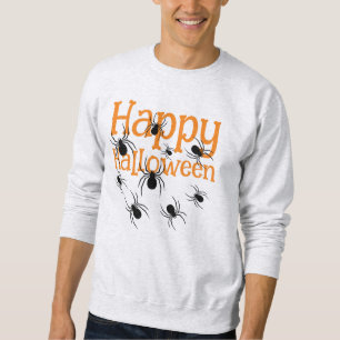 Spiders Happy Halloween Black and Orange T - Shirt