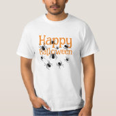 Spiders Happy Halloween Black and Orange T-Shirt (Vorderseite)